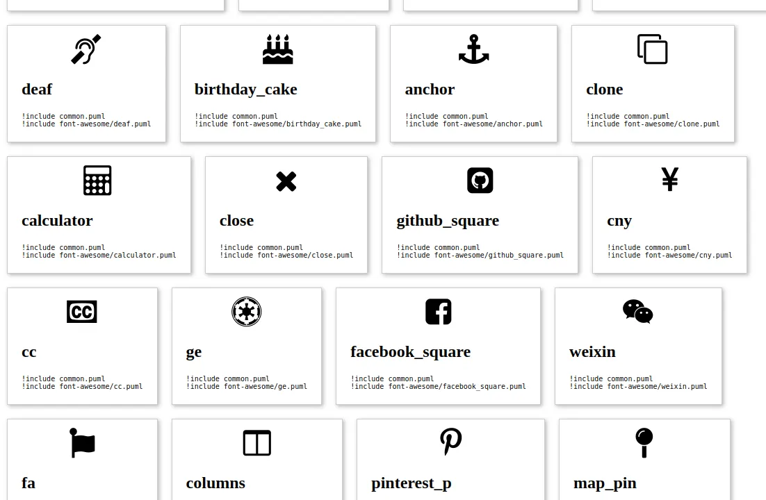 Subset of available Icon Font Sprites