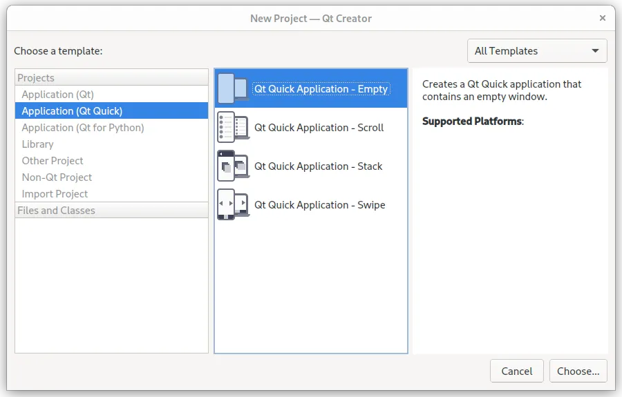 Qt Creator's project wizard