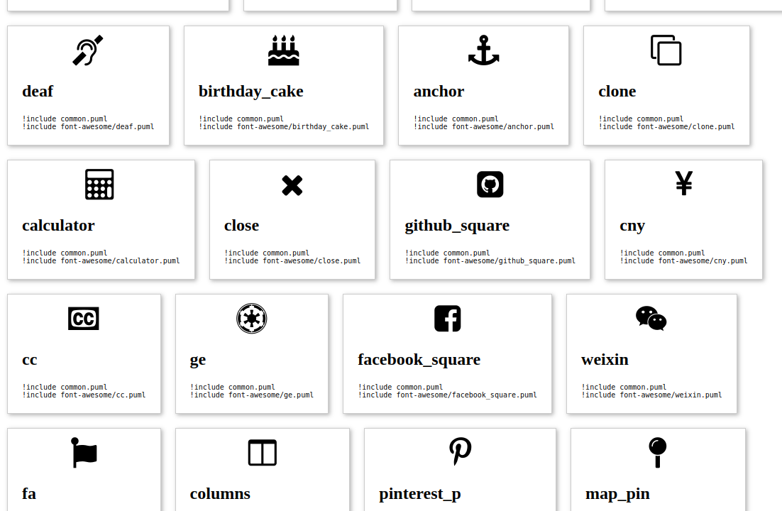Subset of available Icon Font Sprites